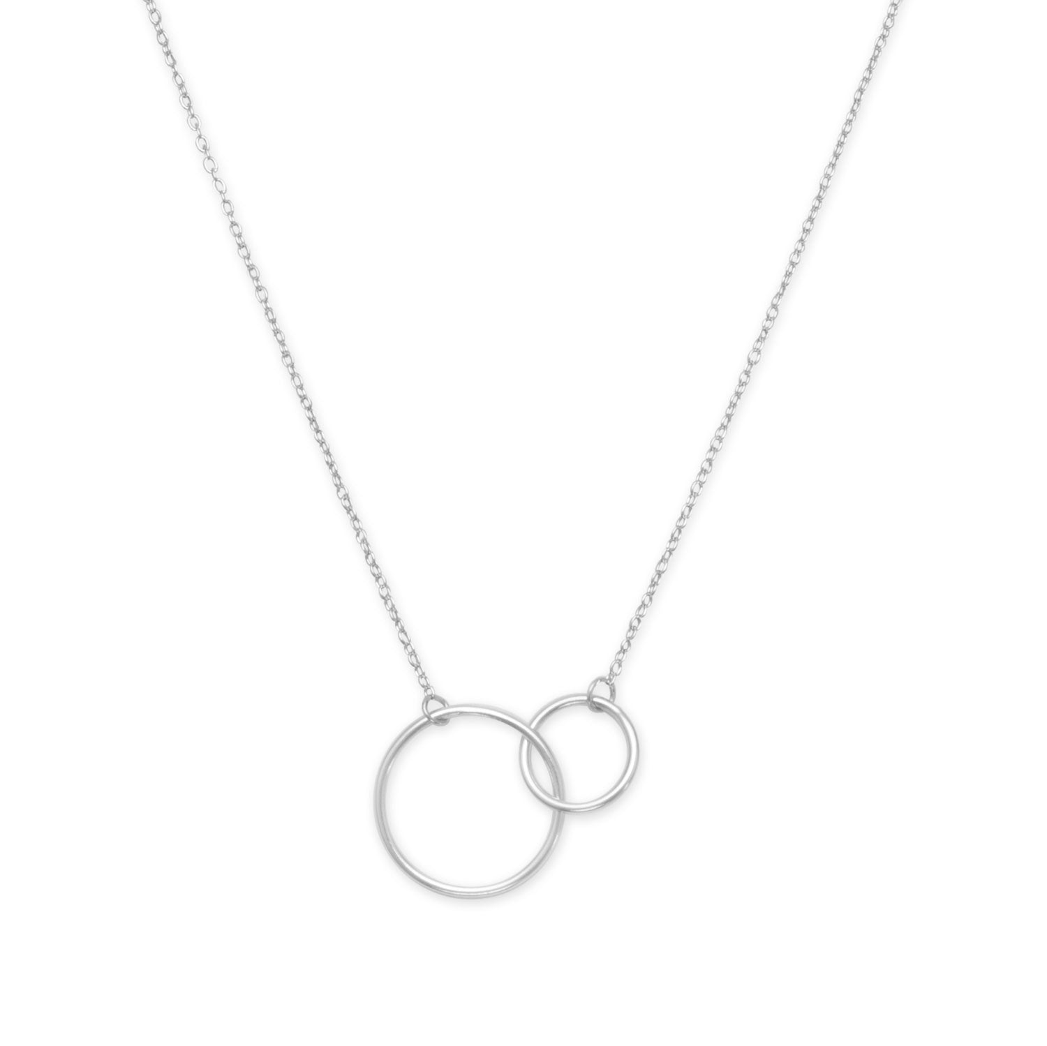 16" + 2" Rhodium Plated Circle Link Necklace