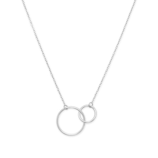16" + 2" Rhodium Plated Circle Link Necklace