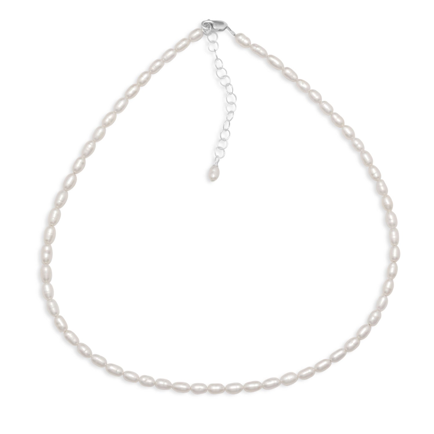 13" + 2" Cultured Freshwater Rice Pearl Necklace
