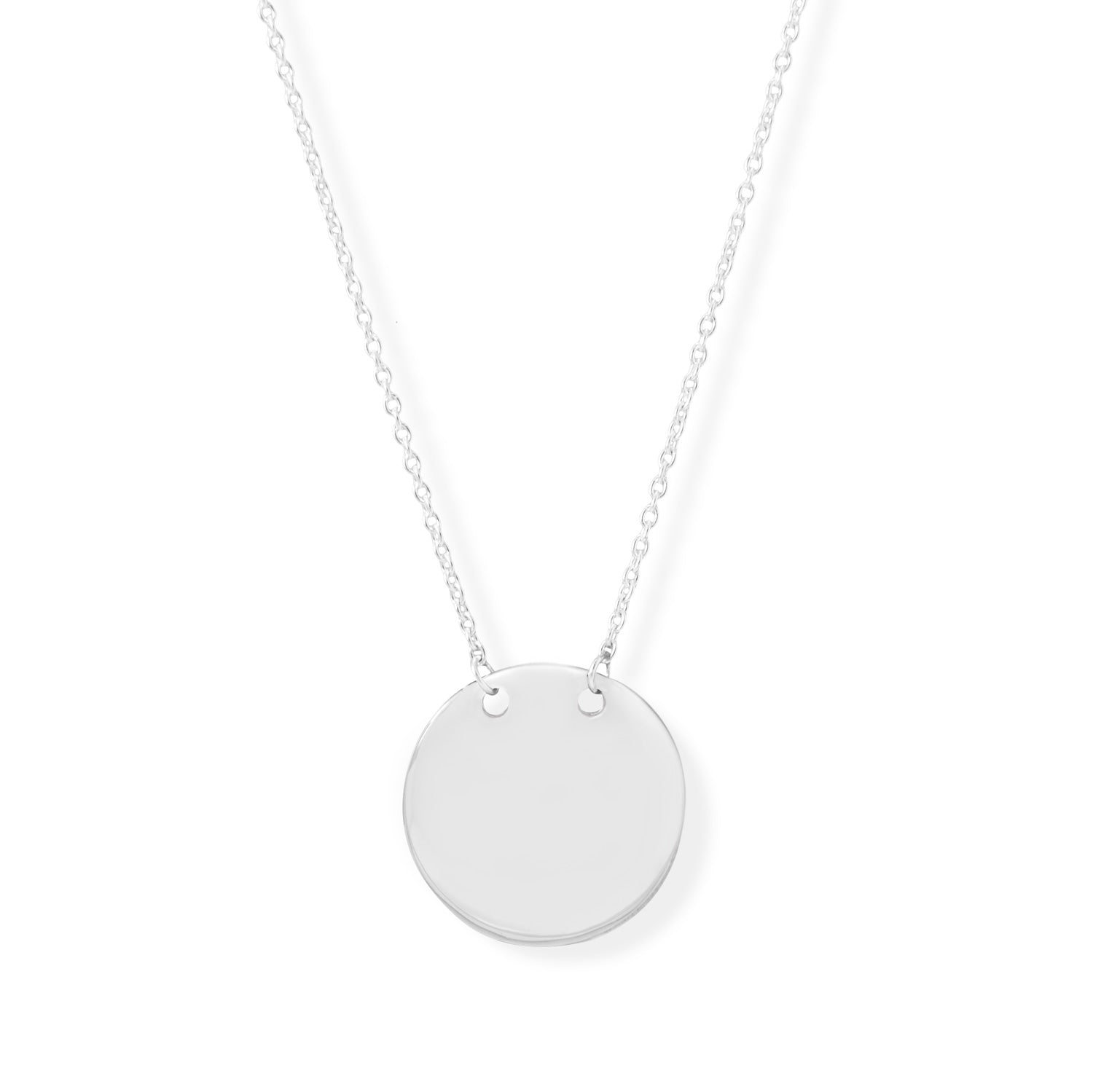 Polished Round Engravable Disc Necklace