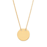 14 Karat Gold Plated Polished Round Engravable Disc Necklace