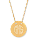 14 Karat Gold Plated Polished Round Engravable Disc Necklace