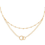 16" 14 Karat Gold Plated Multistrand Beaded Necklace with Circle Link