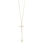 14 Karat Gold Plated Necklace with Double CZ Cross Drop