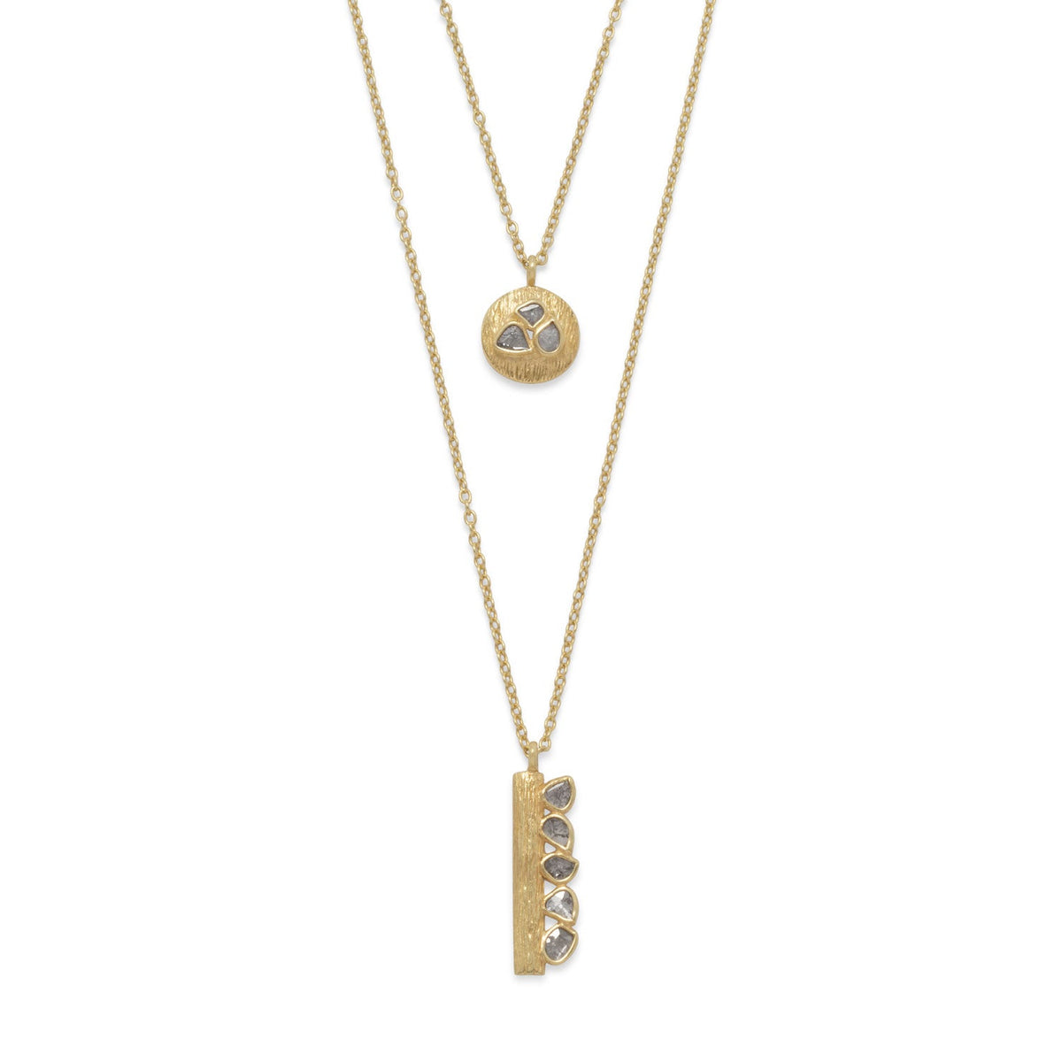 14 Karat Gold Plated Double Strand Polki Diamond Necklace