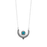 18" Oxidized Turquoise Crescent Necklace