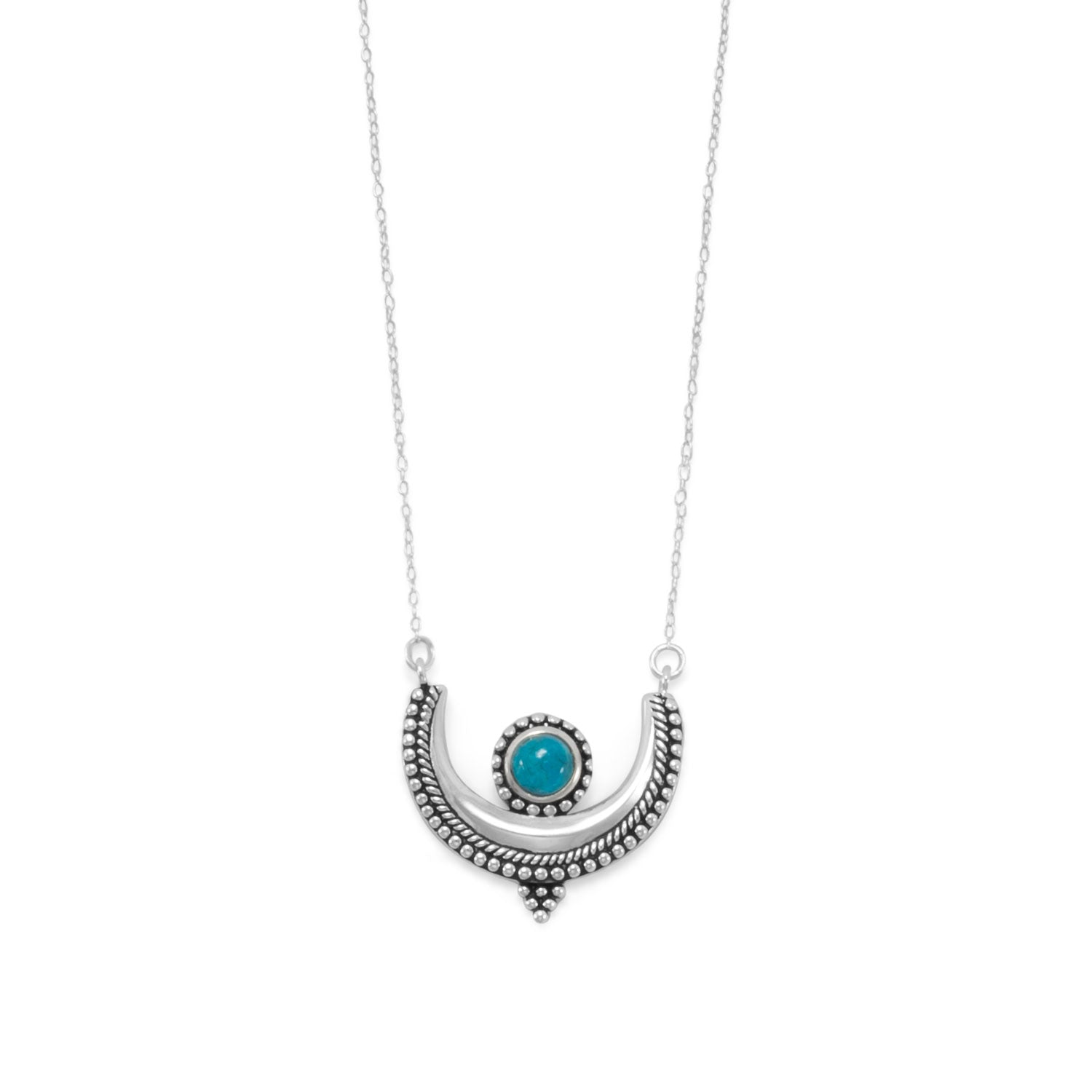 18" Oxidized Turquoise Crescent Necklace