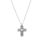 Reversible Cross Charm with Cultured Freshwater Pearl Necklace