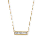 14 Karat Gold Plated Mini CZ Bar Necklace