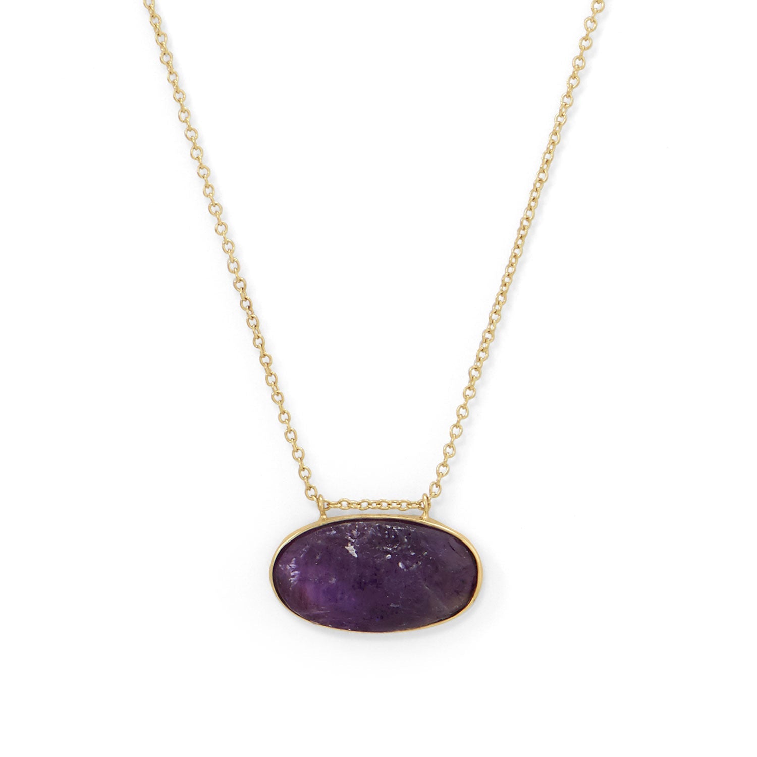 14 Karat Gold Plated Rough Cut Amethyst Slide Necklace
