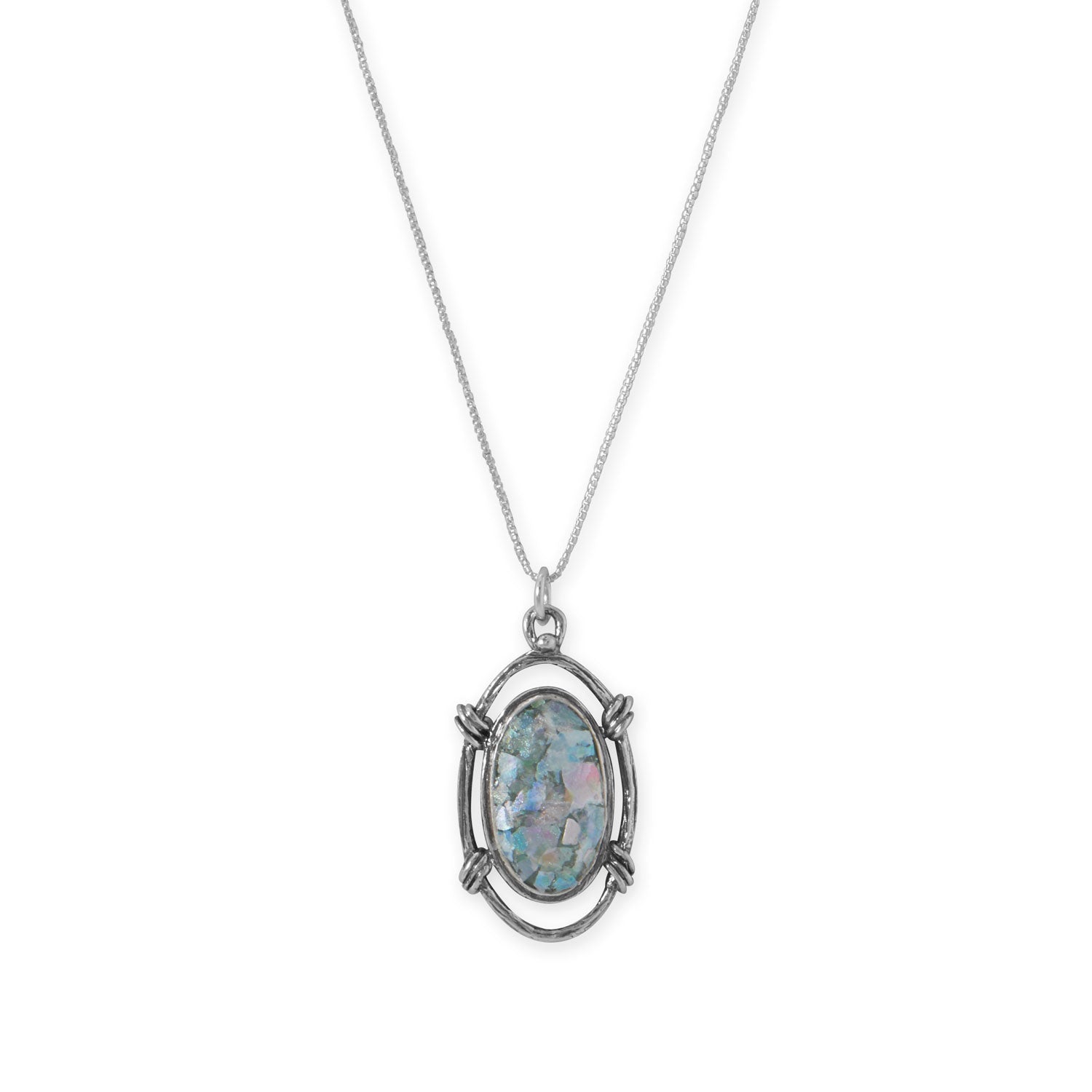 Oxidized Rope Design Ancient Roman Glass Necklace
