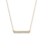 14 Karat Gold Plated Synthetic White Opal Bar Necklace