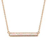 14 Karat Gold Plated Synthetic White Opal Bar Necklace