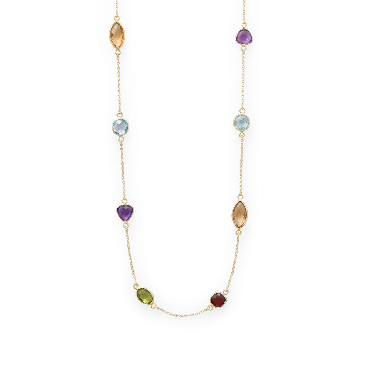 Multi Stone Madness! 25" 14 Karat Gold Plated Multi Stone Necklace