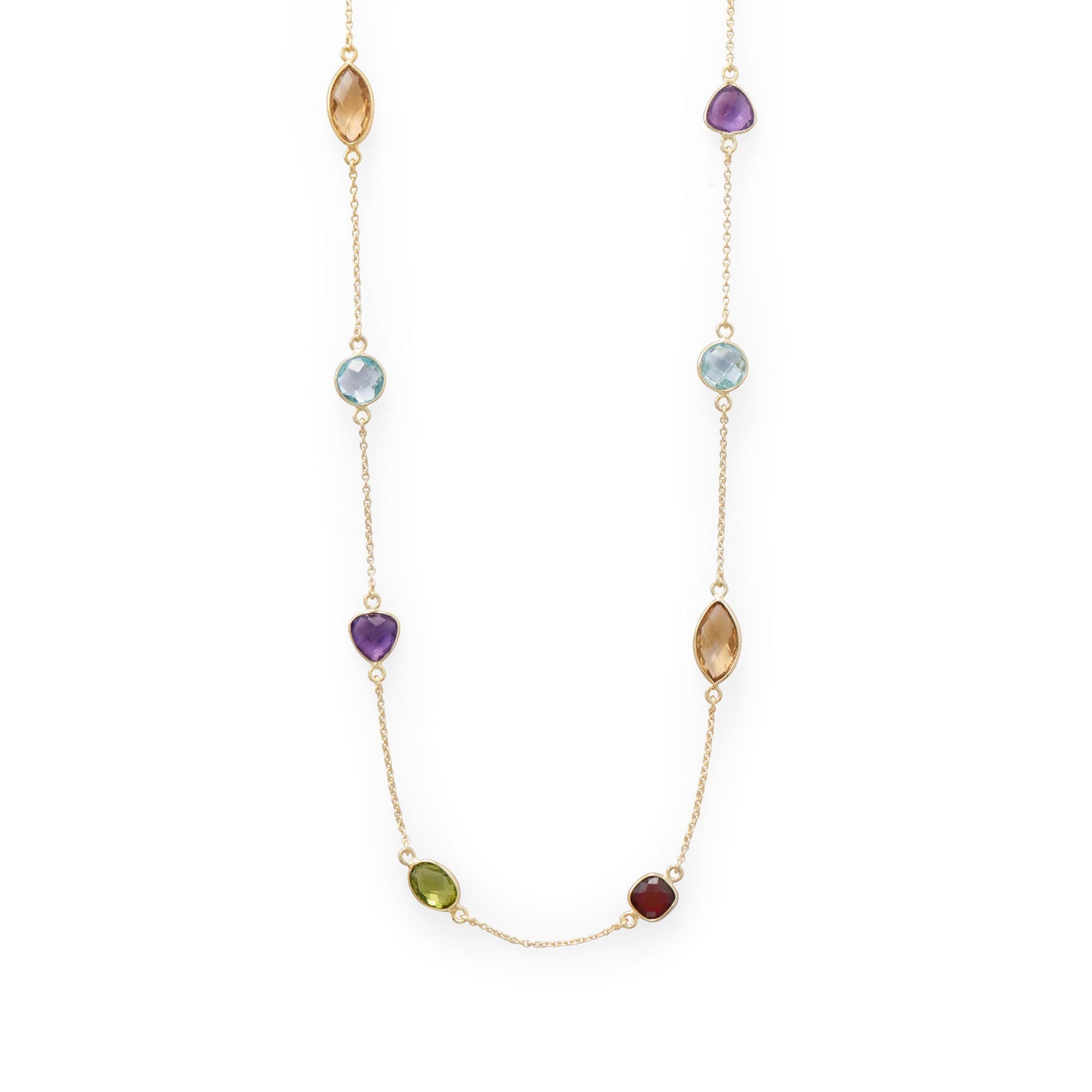 Multi Stone Madness! 25" 14 Karat Gold Plated Multi Stone Necklace
