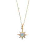 14 Karat Gold Plated CZ Star and Synthetic Opal Necklace