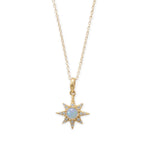 14 Karat Gold Plated CZ Star and Synthetic Opal Necklace