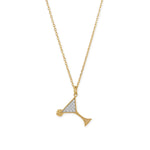 14 Karat Gold Plated CZ Martini Charm Necklace