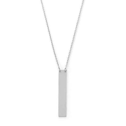 16" + 2" Sterling Silver Vertical Bar Drop Necklace