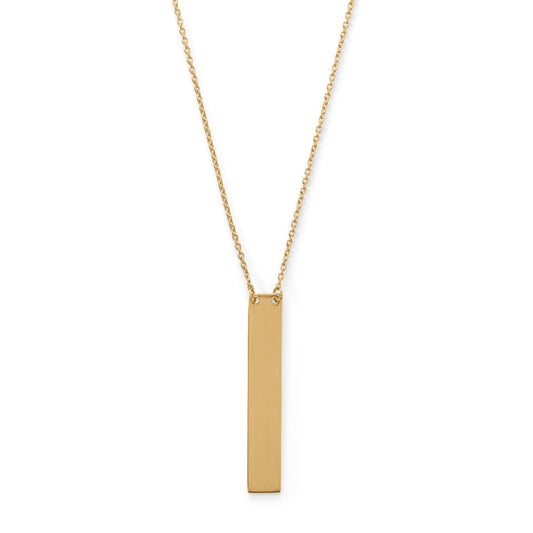 16" + 2" 14 Karat Gold Plated Vertical Bar Drop Necklace