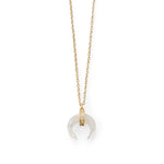 Mother of Pearl and CZ Crescent Gold Plated Necklace