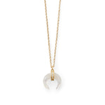 Mother of Pearl and CZ Crescent Gold Plated Necklace