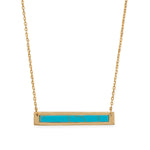 16"+2" 14 Karat Gold Plated Turquoise Bar Necklace