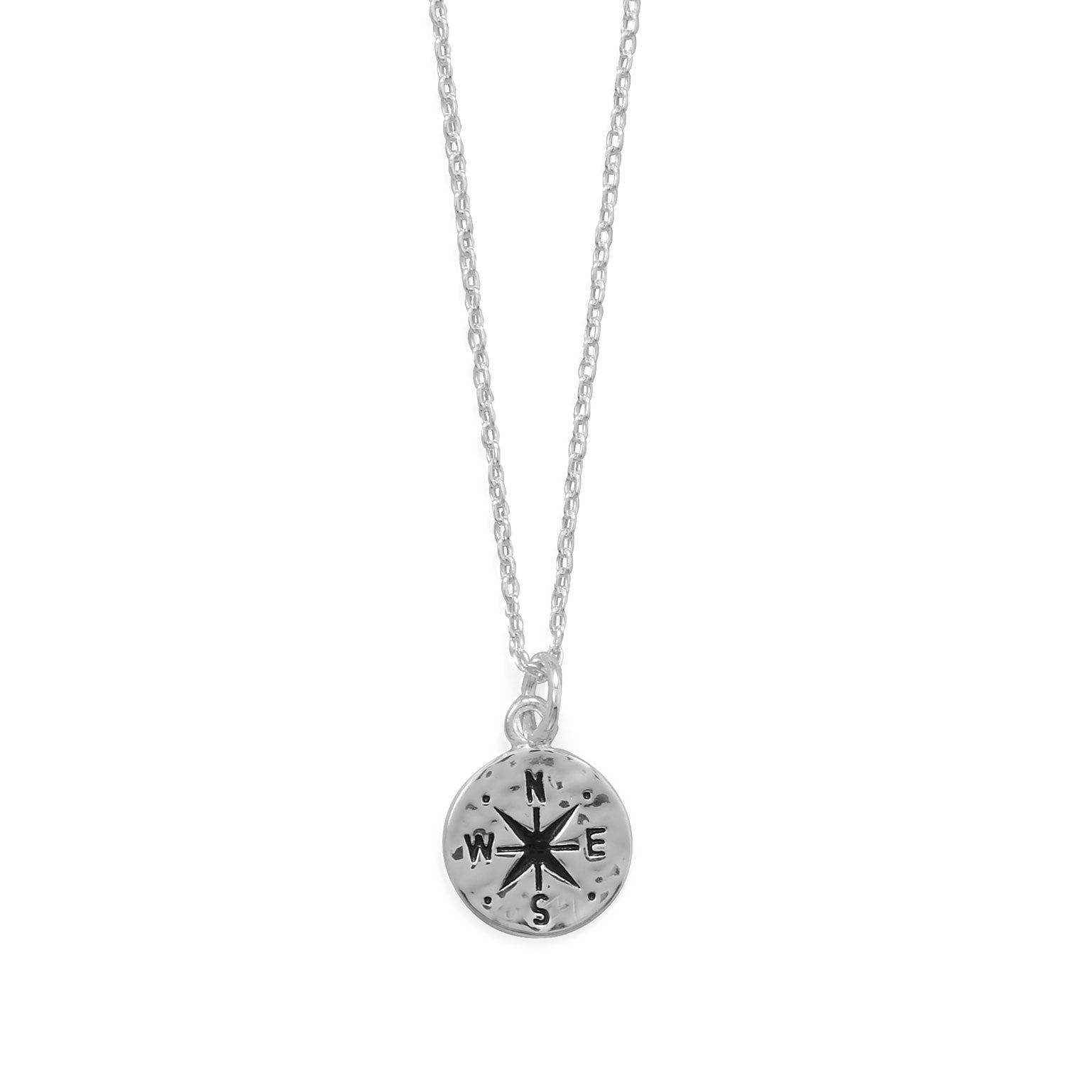 Keep It Moving! 17"+ 2 Hammered Compass Necklace