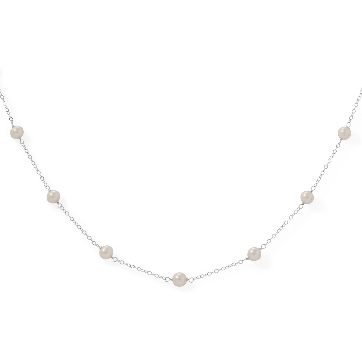 16" Sterling Silver 9 Cultured Freshwater Pearl Necklace