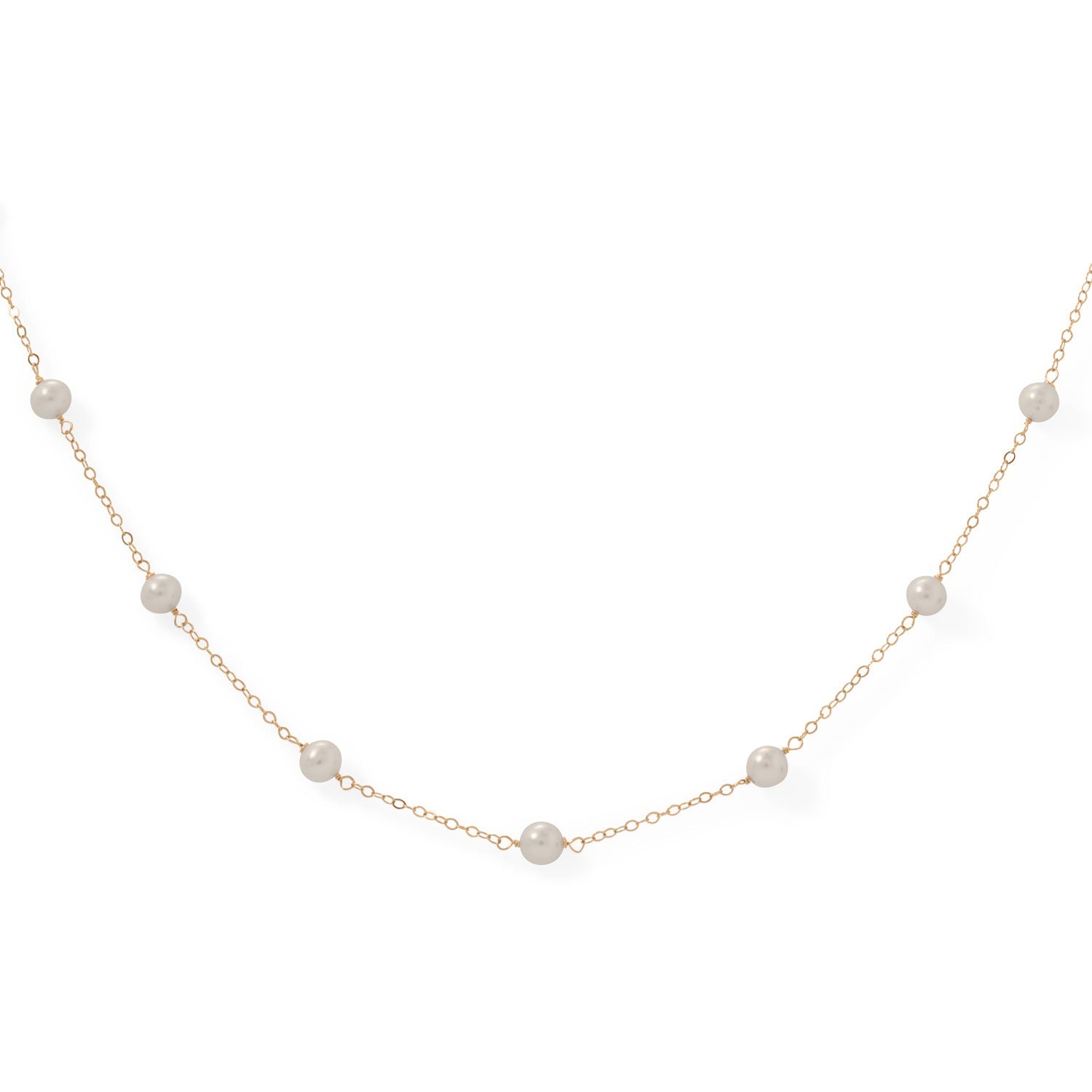 16" Gold Filled 9 Cultured Freshwater Pearl Necklace