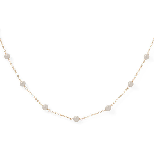 16" Gold Filled 9 Cultured Freshwater Pearl Necklace