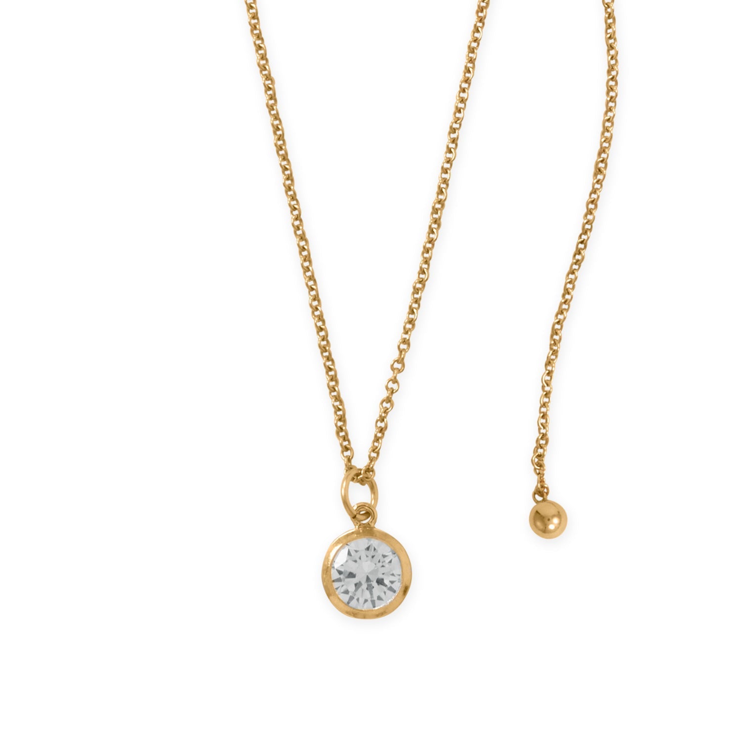 Adjustable 22" 14/20 Gold-Filled CZ Drop Necklace