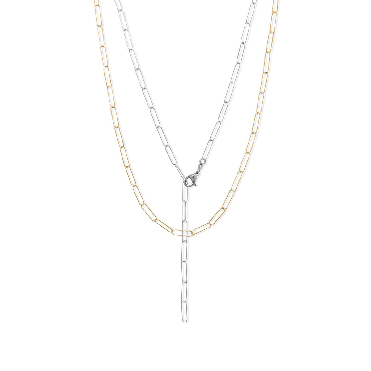 21" Rhodium Plated Paperclip Chain Necklace