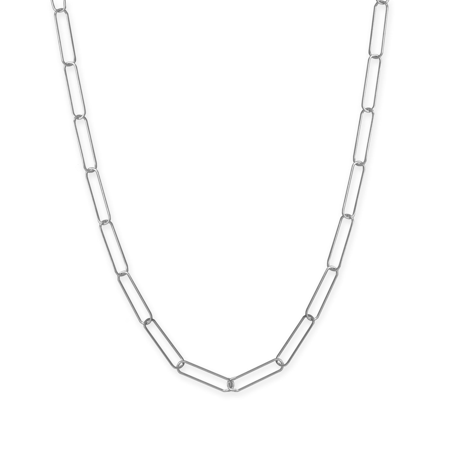 21" Rhodium Plated Paperclip Chain Necklace