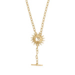 Shine On! 16.5" 14 Karat Gold Plated Sunburst Toggle Necklace