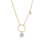 A Kiss of Cute! 16" + 2" Rainbow Moonstone and CZ Charm Necklace