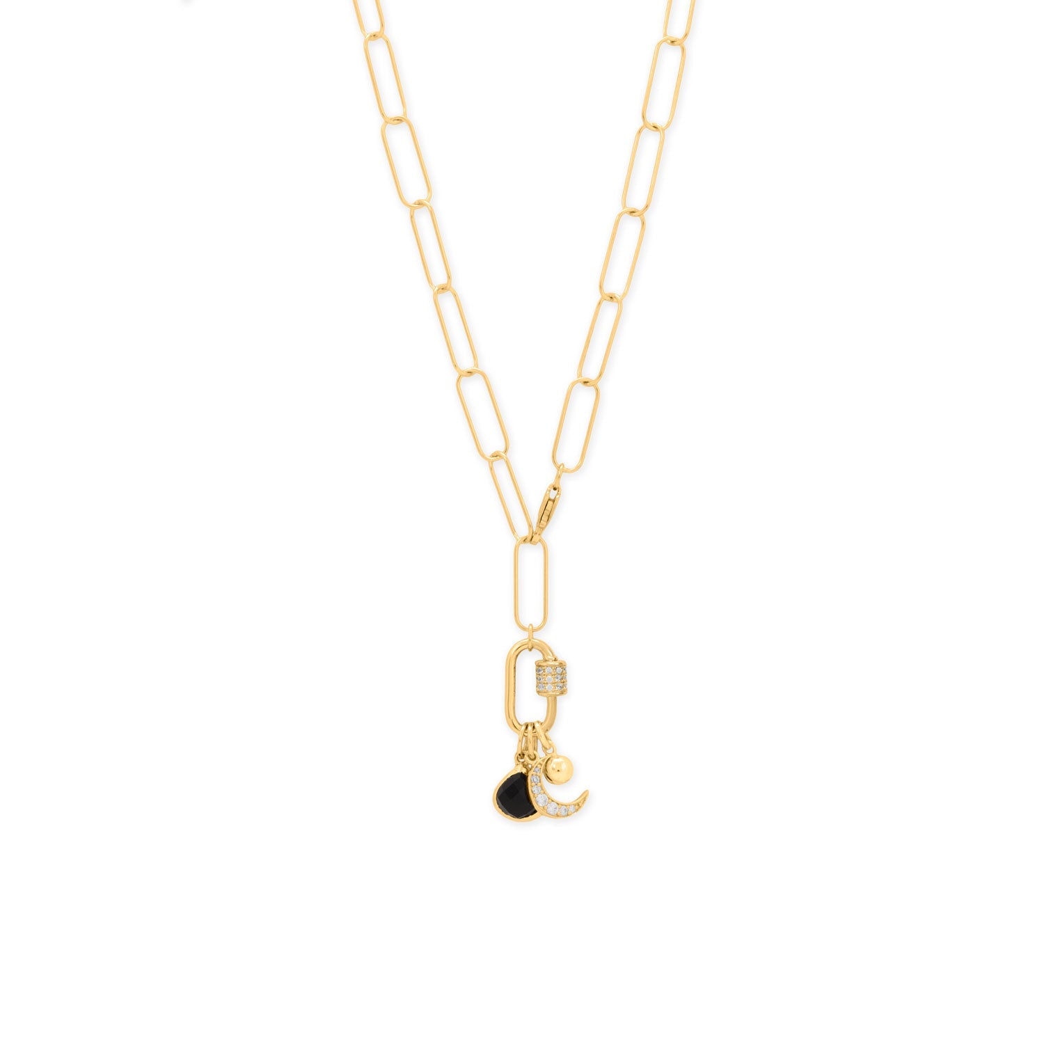 14 Karat Gold Plated Pear Black Onyx Charm