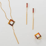 24 Karat Gold Plated Baltic Amber Bar Drop Earrings