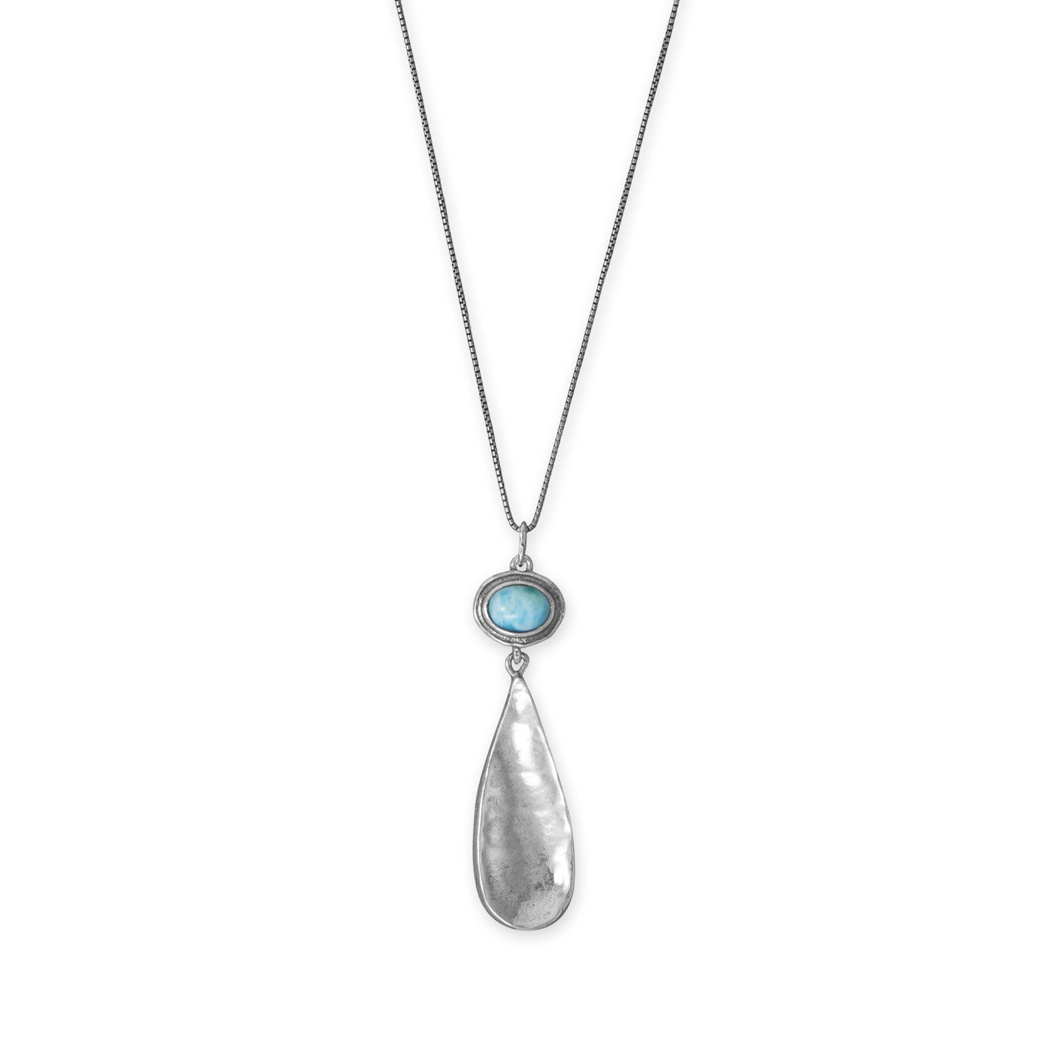 18" Larimar with Pear Drop Necklace
