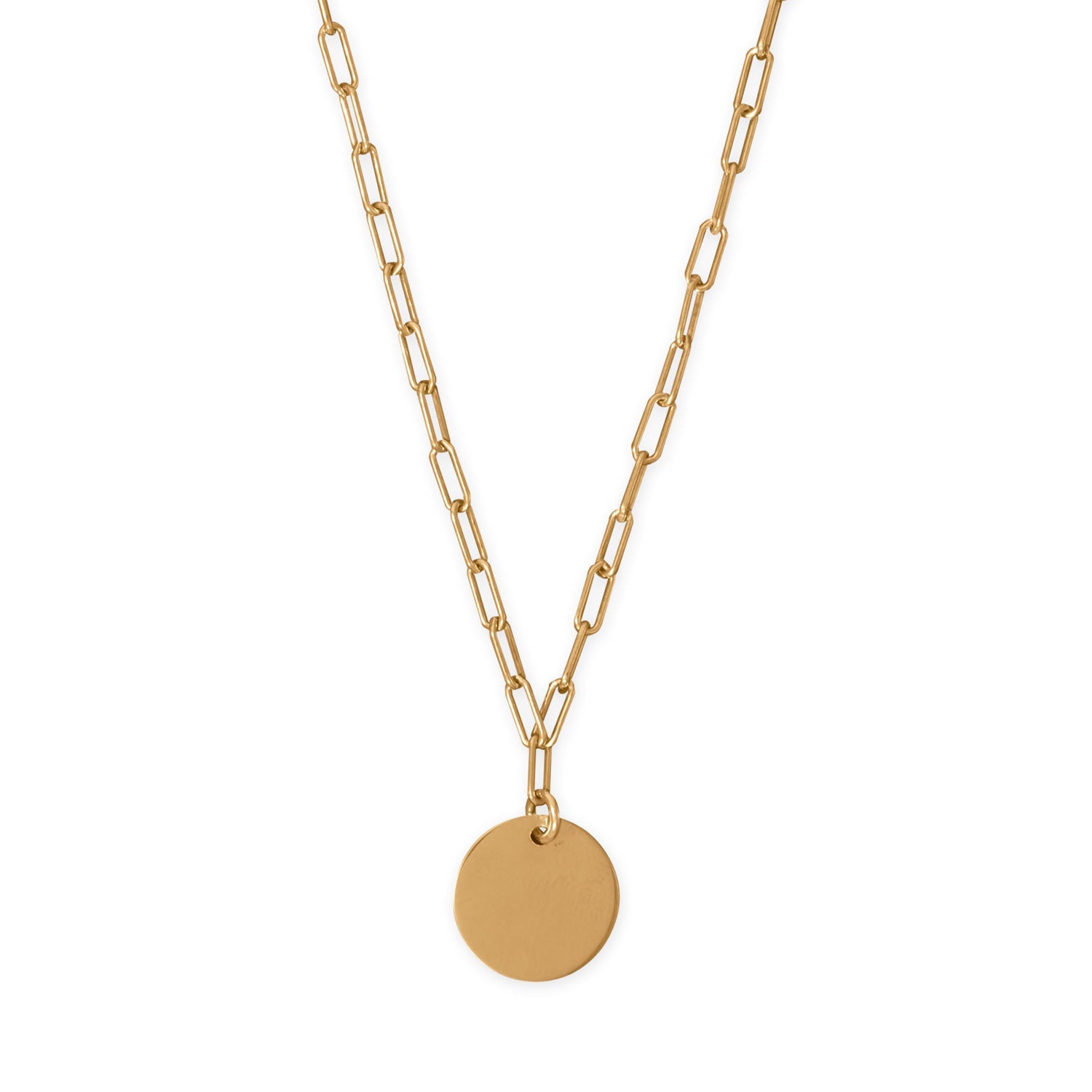 16" + 2" 14 Karat Gold Plated Engravable Disk Neckalce