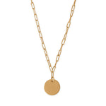 16" + 2" 14 Karat Gold Plated Engravable Disc Necklace