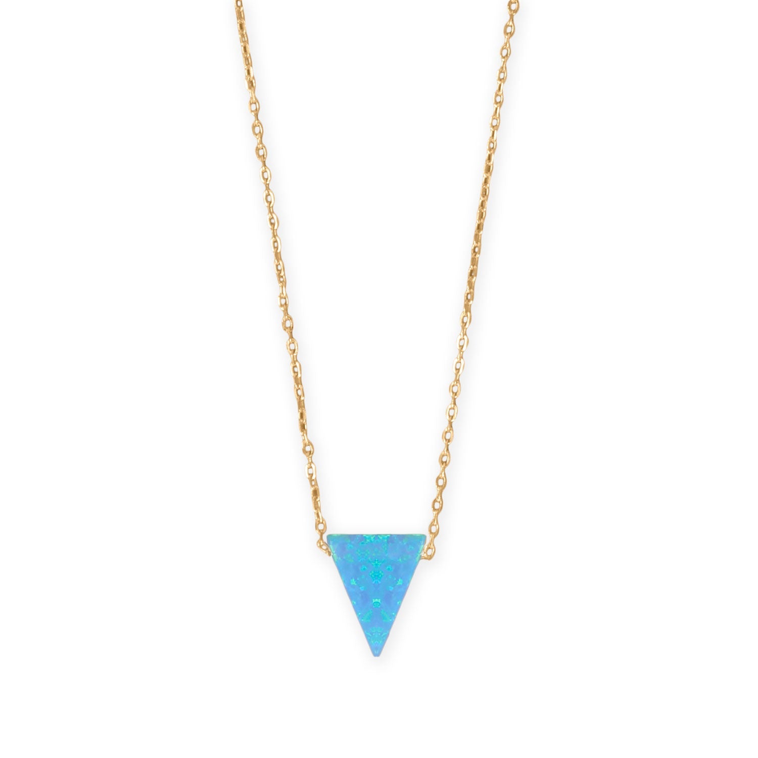 16" + 2" 14 Karat Gold Plated Synthetic Opal Triangle Necklace