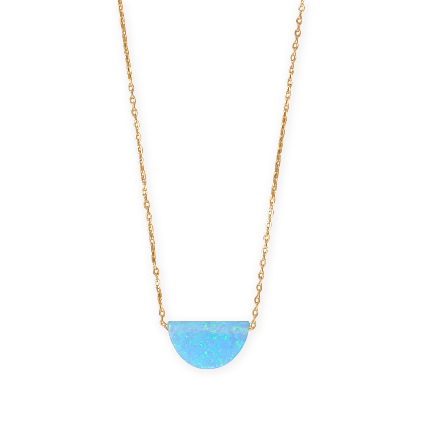 16" + 2" 14 Karat Gold Plated Synthetic Opal Semicircle Necklace