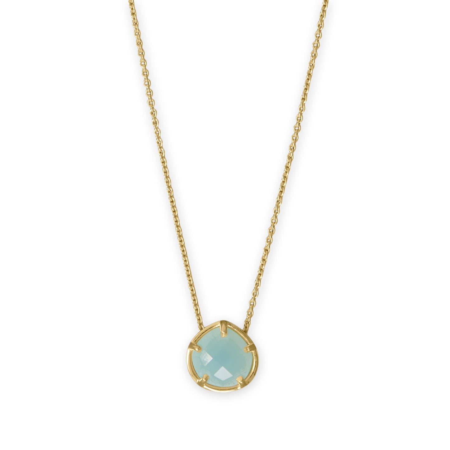 16" + 2" 14 Karat Gold Plated Pear Chalcedony Necklace
