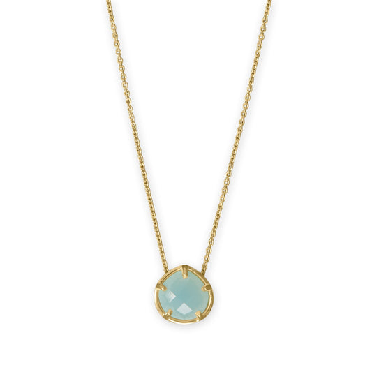 16" + 2" 14 Karat Gold Plated Pear Chalcedony Necklace