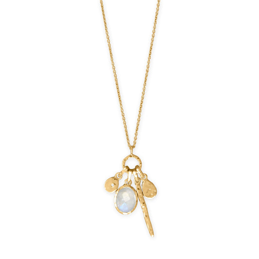 26" + 2" 14 Karat Gold Plated Charm Drop Necklace