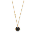 16" + 2" 14 Karat Gold Plated Faceted Black Onyx Necklace