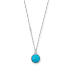 16" + 2" Rhodium Plated Faceted Turquoise Necklace