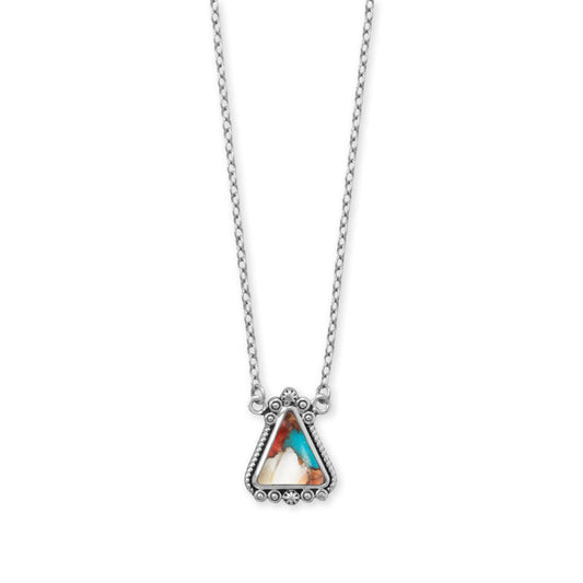 18" + 2" Oxidized Spiny Oyster and Turquoise Necklace