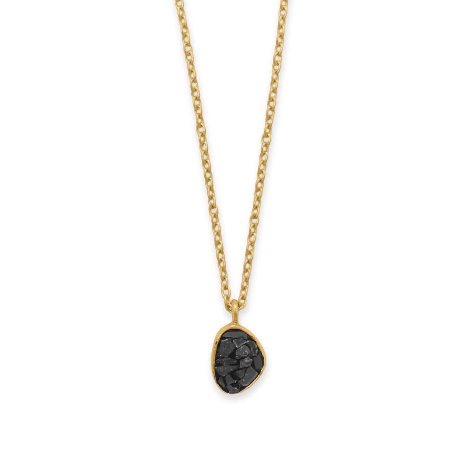 16" + 2" 14 Karat Gold Plated Diamond Chip Necklace